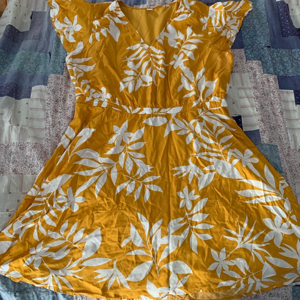 Tropical print dress.